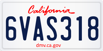 CA license plate 6VAS318