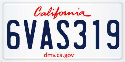 CA license plate 6VAS319