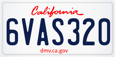 CA license plate 6VAS320