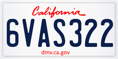 CA license plate 6VAS322
