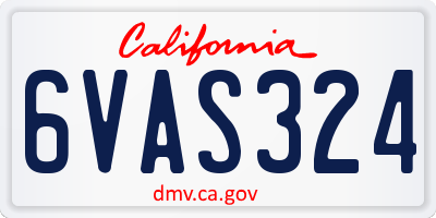 CA license plate 6VAS324