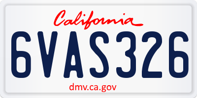CA license plate 6VAS326