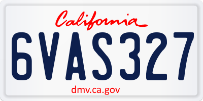CA license plate 6VAS327