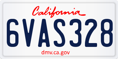 CA license plate 6VAS328