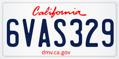 CA license plate 6VAS329