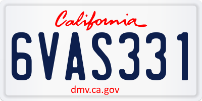 CA license plate 6VAS331