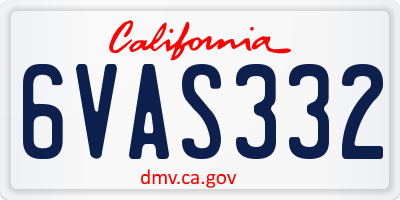 CA license plate 6VAS332