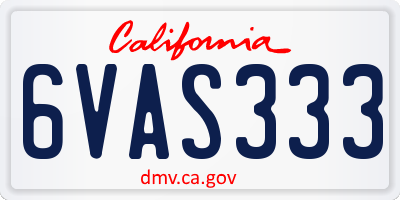 CA license plate 6VAS333