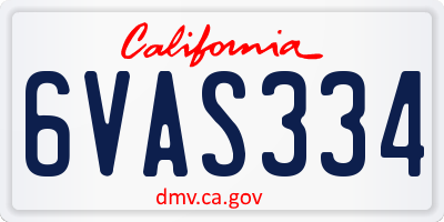 CA license plate 6VAS334
