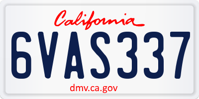 CA license plate 6VAS337