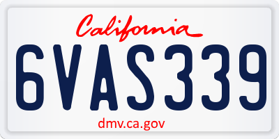CA license plate 6VAS339