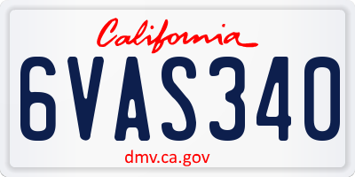 CA license plate 6VAS340