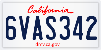CA license plate 6VAS342