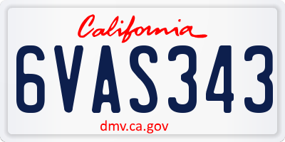 CA license plate 6VAS343