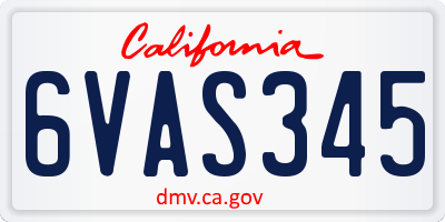 CA license plate 6VAS345