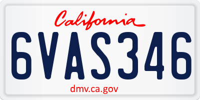 CA license plate 6VAS346
