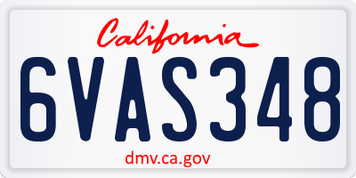 CA license plate 6VAS348