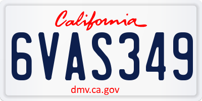 CA license plate 6VAS349
