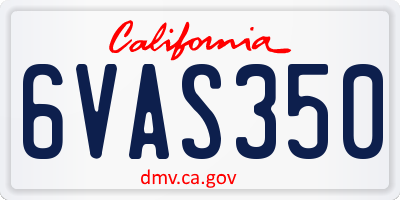 CA license plate 6VAS350