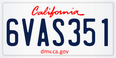 CA license plate 6VAS351