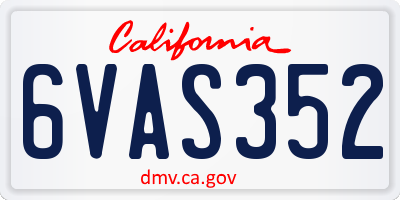 CA license plate 6VAS352