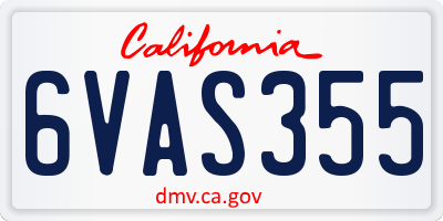 CA license plate 6VAS355