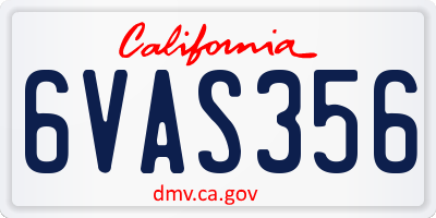 CA license plate 6VAS356