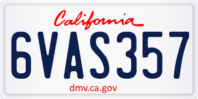 CA license plate 6VAS357