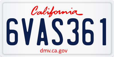 CA license plate 6VAS361