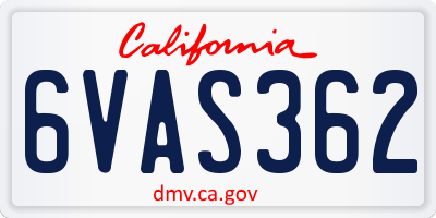 CA license plate 6VAS362