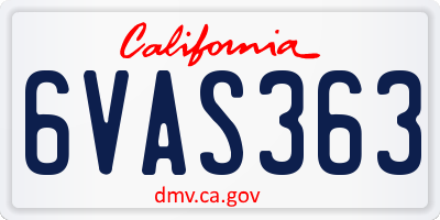 CA license plate 6VAS363
