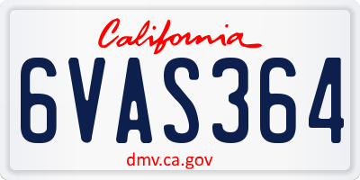 CA license plate 6VAS364