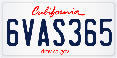 CA license plate 6VAS365