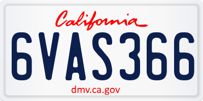 CA license plate 6VAS366