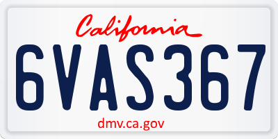 CA license plate 6VAS367
