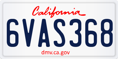 CA license plate 6VAS368