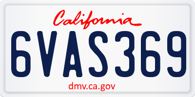 CA license plate 6VAS369