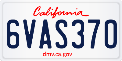 CA license plate 6VAS370