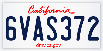 CA license plate 6VAS372