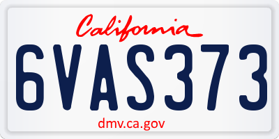 CA license plate 6VAS373