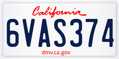 CA license plate 6VAS374