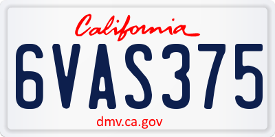 CA license plate 6VAS375