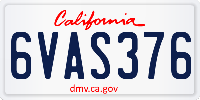 CA license plate 6VAS376