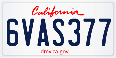 CA license plate 6VAS377