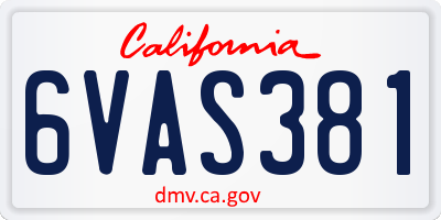 CA license plate 6VAS381