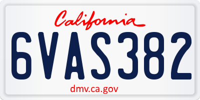 CA license plate 6VAS382