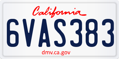 CA license plate 6VAS383