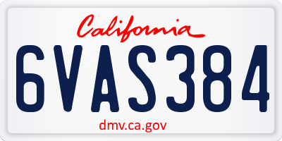 CA license plate 6VAS384