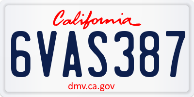 CA license plate 6VAS387
