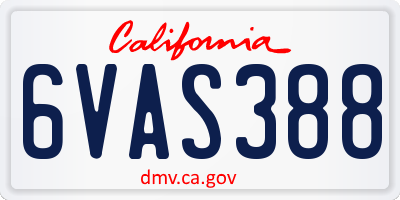 CA license plate 6VAS388